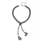 Adriana Knot Tassel Black Kickel Y Chain Necklace